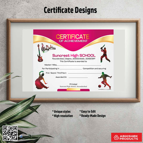 Certificate template with a simple design For School Sports