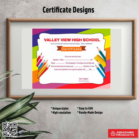 Certificate with a metallic background design For School Sports Games