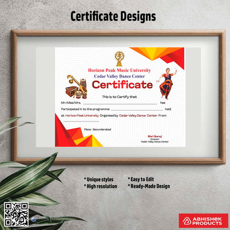 Certificate with a floral background design For Dance