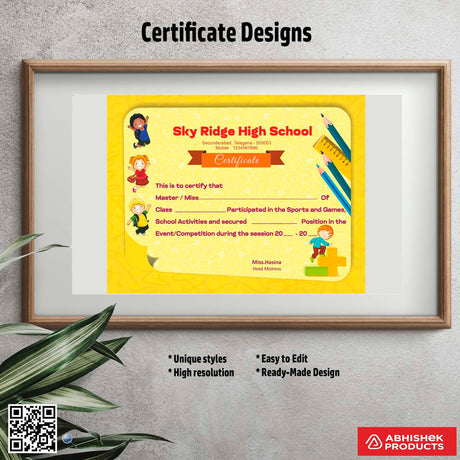 Certificate with a ribbon outline design For school sports Games