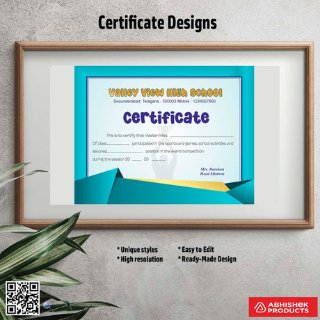 Certificate with a metallic background design For School Sports Games