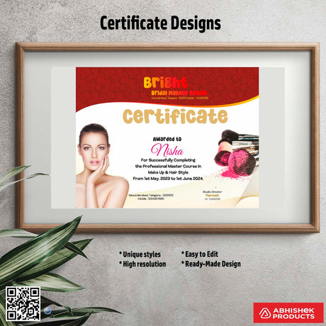 Certificate with a geometric outline design For Make up Hair Style