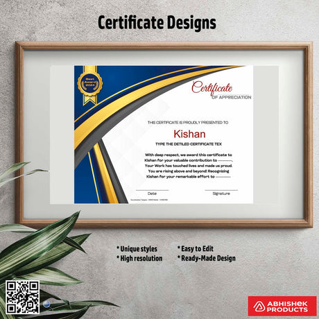 Certificate with a formal frame design For Appreciation