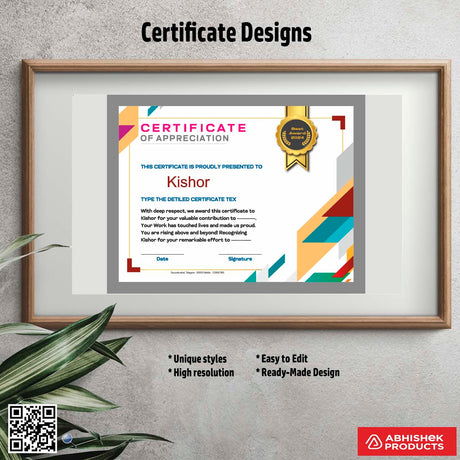 Certificate with a metallic background design For Appreciation