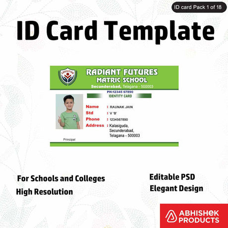 PSD design for making school ID cards, featuring professional and customizable design elements