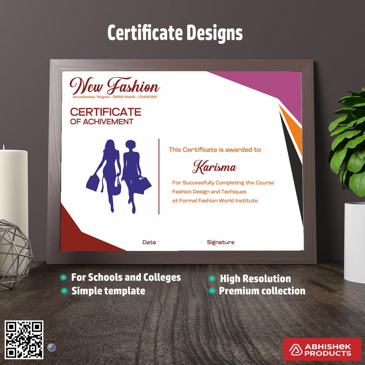 4>High-Quality Certificate Designs - 25 CorelDRAW Templates Design Files – CDR v11 Templates Files For Appreciation, appreciation, Fashion Design, Dance, Photography, Participation, Workshop Training, Summer Camp