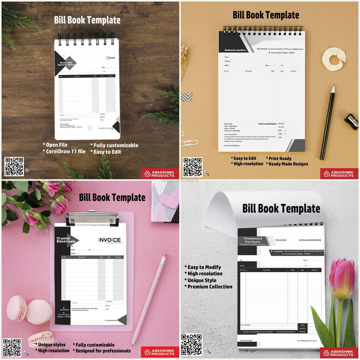 Creative Bill Examples Bill Book Design CDR Templates | AbhishekID – Abhishek Products