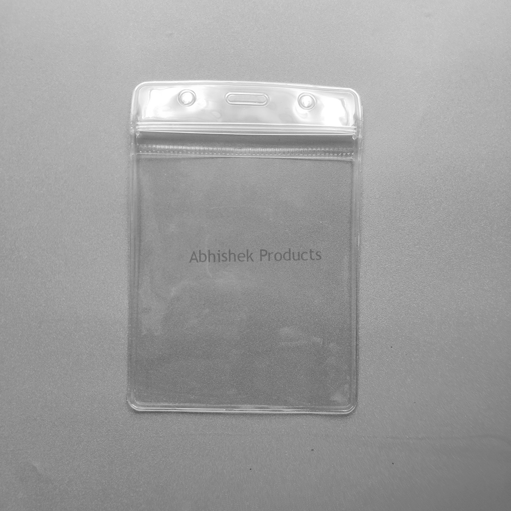 B002 – Clear Waterproof Zip Lock ID Card Holders Badge for School Office Vertical 01