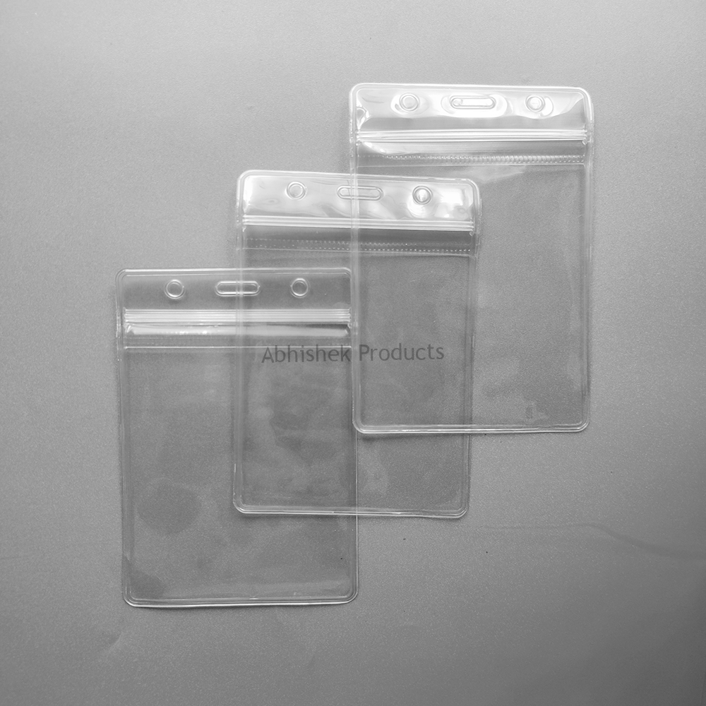 B002 – Clear Waterproof Zip Lock ID Card Holders Badge for School Office Vertical 03