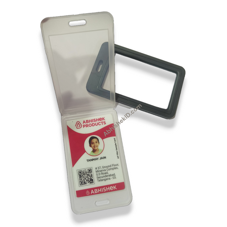 Black Jacket Holder Heavy Indian Grade 54X86MM Vertical PVC Transparent ID CARD HOLDER (3)