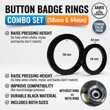 Button Badge Rings 58mm 44mm, black durable material, for badge press dies, raising pressing height.