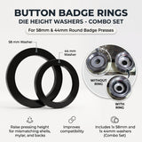Button Badge Rings 58mm 44mm die height washer spacer, black metal, for badge press dies, improves compatibility.