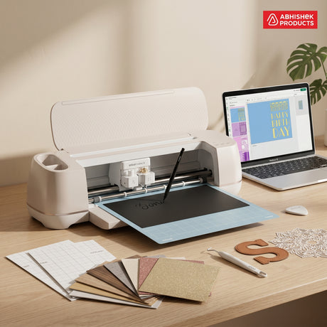 Cricut Maker 4 smart cutting machine side profile with Fine-Point Blade installed