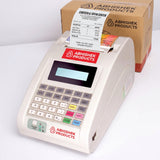 WeP BP-Joy Plus Billing Machine, white plastic 2-inch thermal cash register printer, printing a receipt.