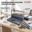 Comb Binding Machine for Office, A4 21-Slot, gray metal, binding reports.