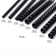 Plastic Comb Binding Rings (Spico) A4, black, various sizes for binding up to 210 sheets.