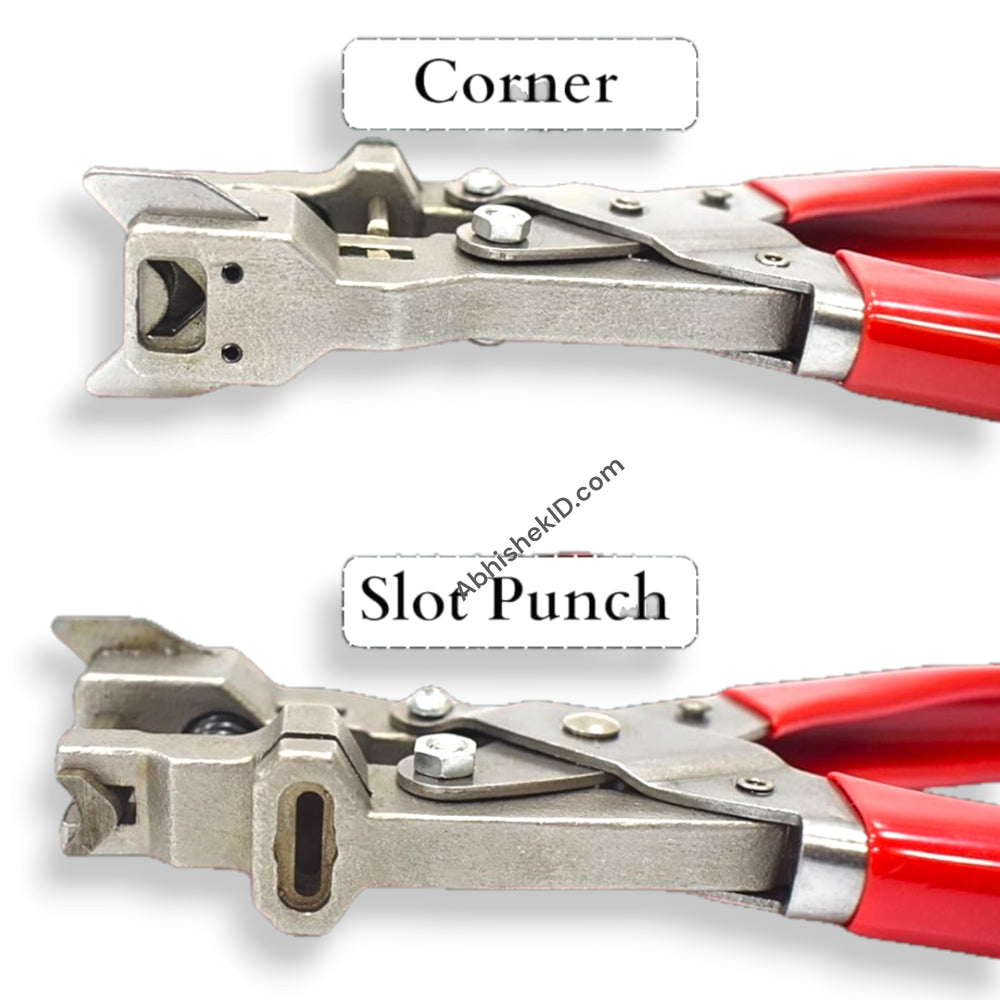 Corner and slot punch for ID cards front view zinc alloy handheld tool by AbhishekID