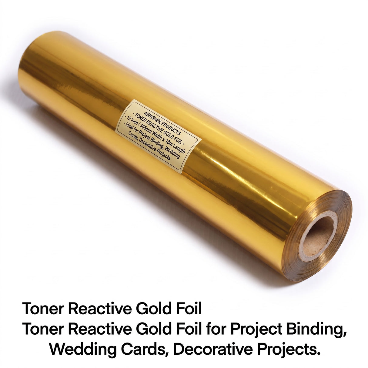 12 Inch x 112 Meter Gold Foil Metallic Roll (LaserJet) for project binding, wedding cards, decorative projects.