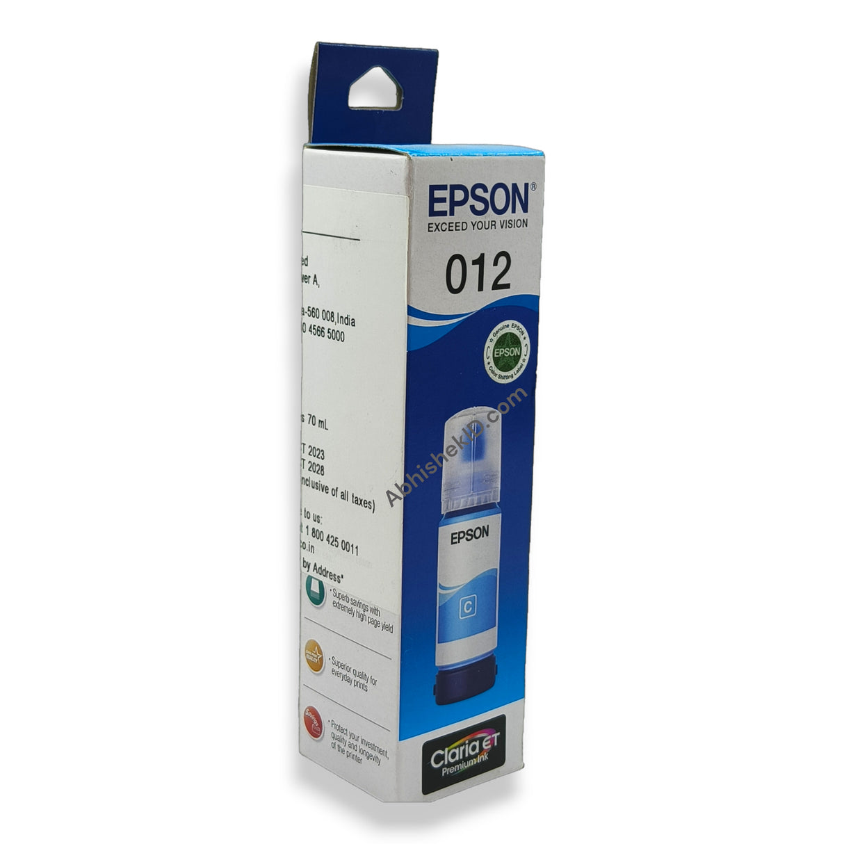 Cyan Epson 012 EcoTank Ink Bottle for L8180 and L8160 Printers High Quality, Low Cost Printing (1)