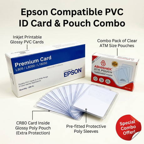 Epson Special Quality inkjet printable PVC cards glossy white CR80 for L8050 L18050 combo kit component AbhishekID