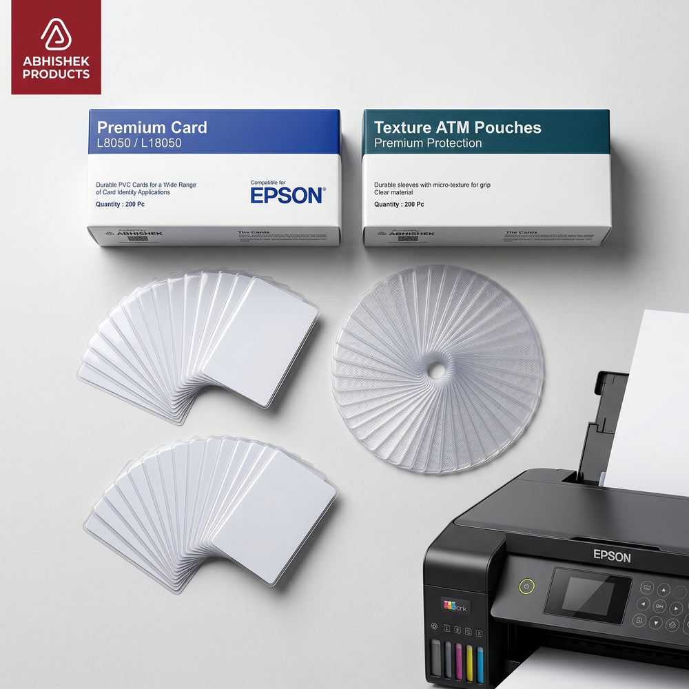 Texture ATM card cover and Epson inkjet printable PVC card combo for school employee and membership ID cards
