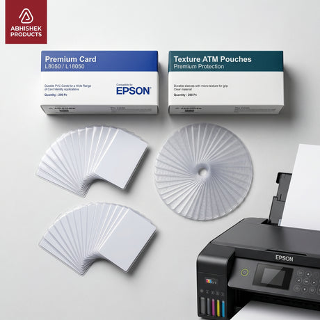 Texture ATM card cover and Epson inkjet printable PVC card combo for school employee and membership ID cards