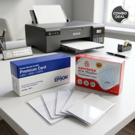Glossy ATM card cover PVC pouch ready-made sleeve included in Epson PVC combo kit for school and employee ID cards