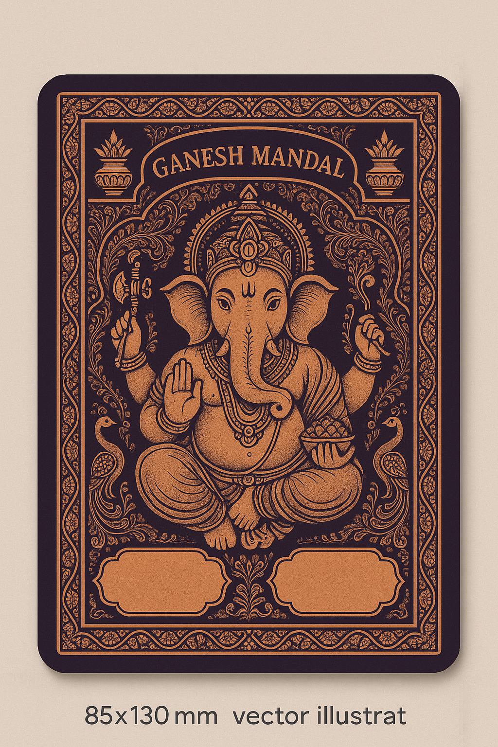 Ganesh Mandal ID Card Design Templates SVG (85x130mm) – Editable for CorelDRAW, Photoshop, Illustrator