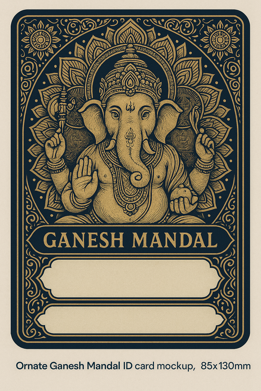 Ganesh Mandal ID Card Design Templates SVG (85x130mm) – Editable for CorelDRAW, Photoshop, Illustrator