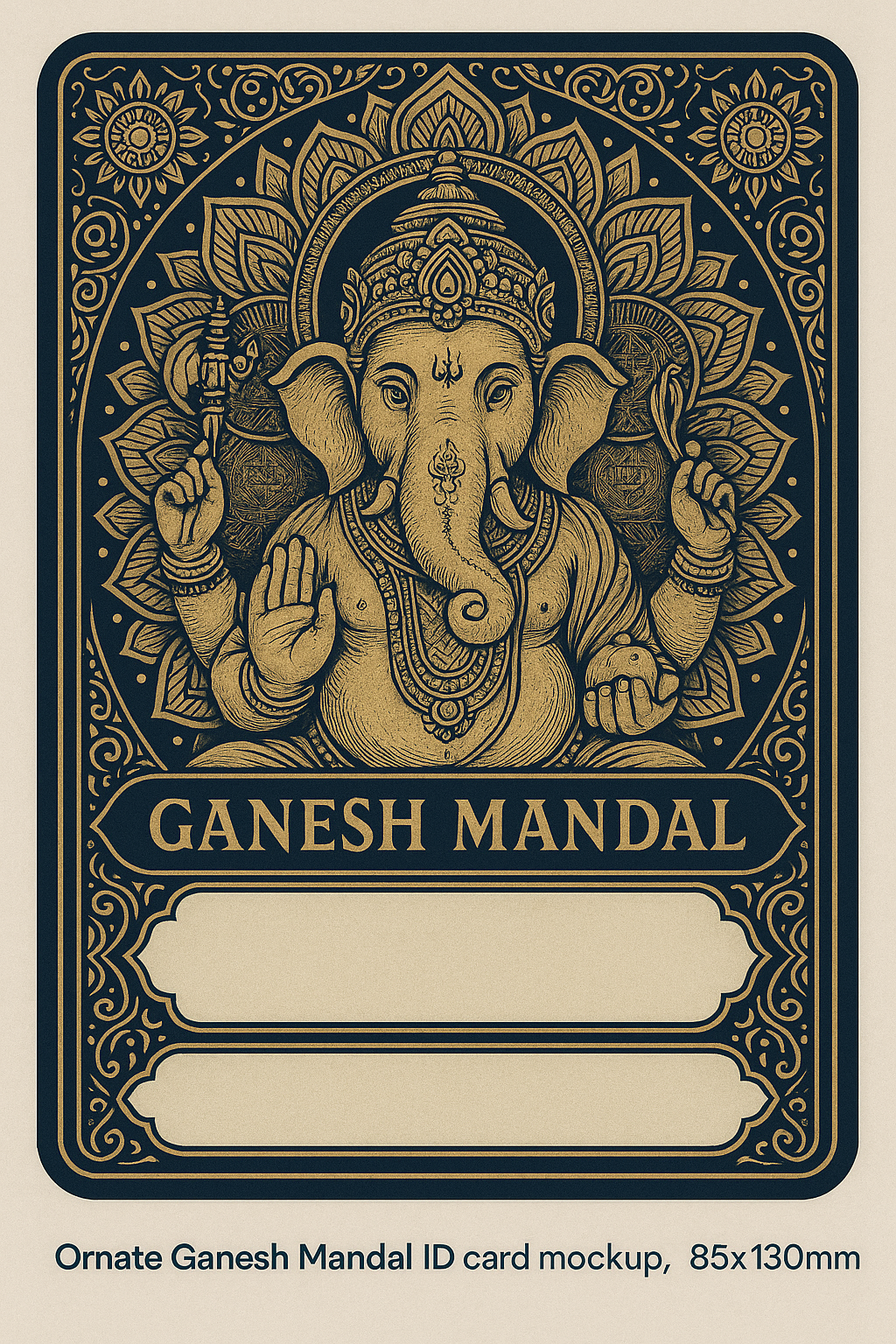 Ganesh Mandal ID Card Design Templates SVG (85x130mm) – Editable for CorelDRAW, Photoshop, Illustrator