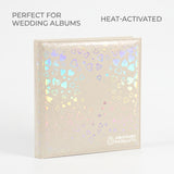 Holographic Heart Thermal Lamination Roll 330MM x 100 Meter x 27 Micron, beige with iridescent hearts, for wedding albums