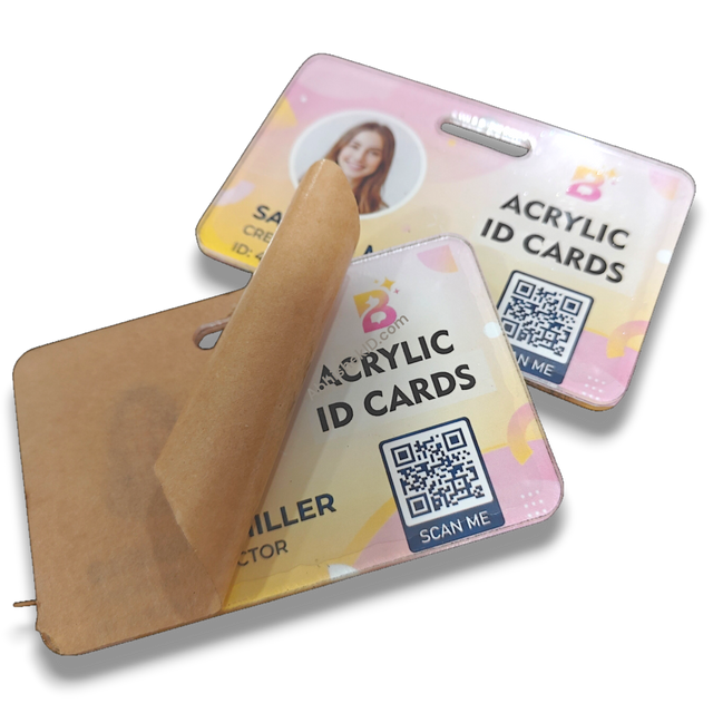 Horizontal Acrylic Sandwich ID Card Set 86x54mm 2mm Thick - Landscape ID Card with Clear Gumming - AbhishekID