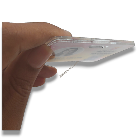 Horizontal Acrylic Sandwich ID Card - 86x54mm 2mm Thick - With Lanyard Hook - AbhishekID