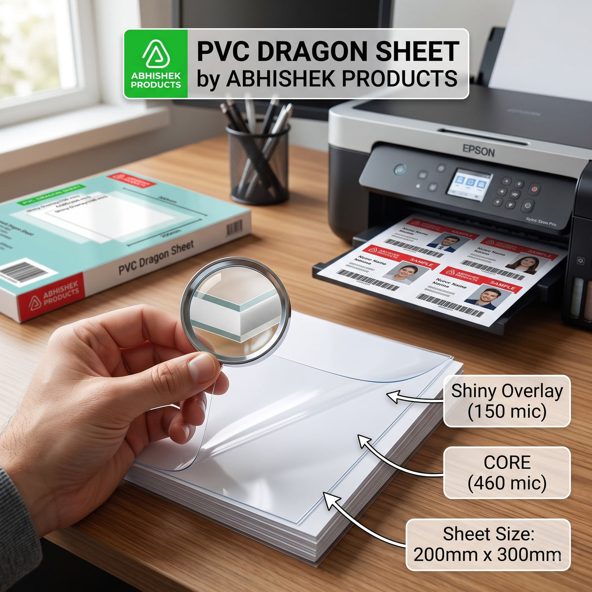 Dragon sheet 760 micron on inkjet printer printing PVC ID card sheets