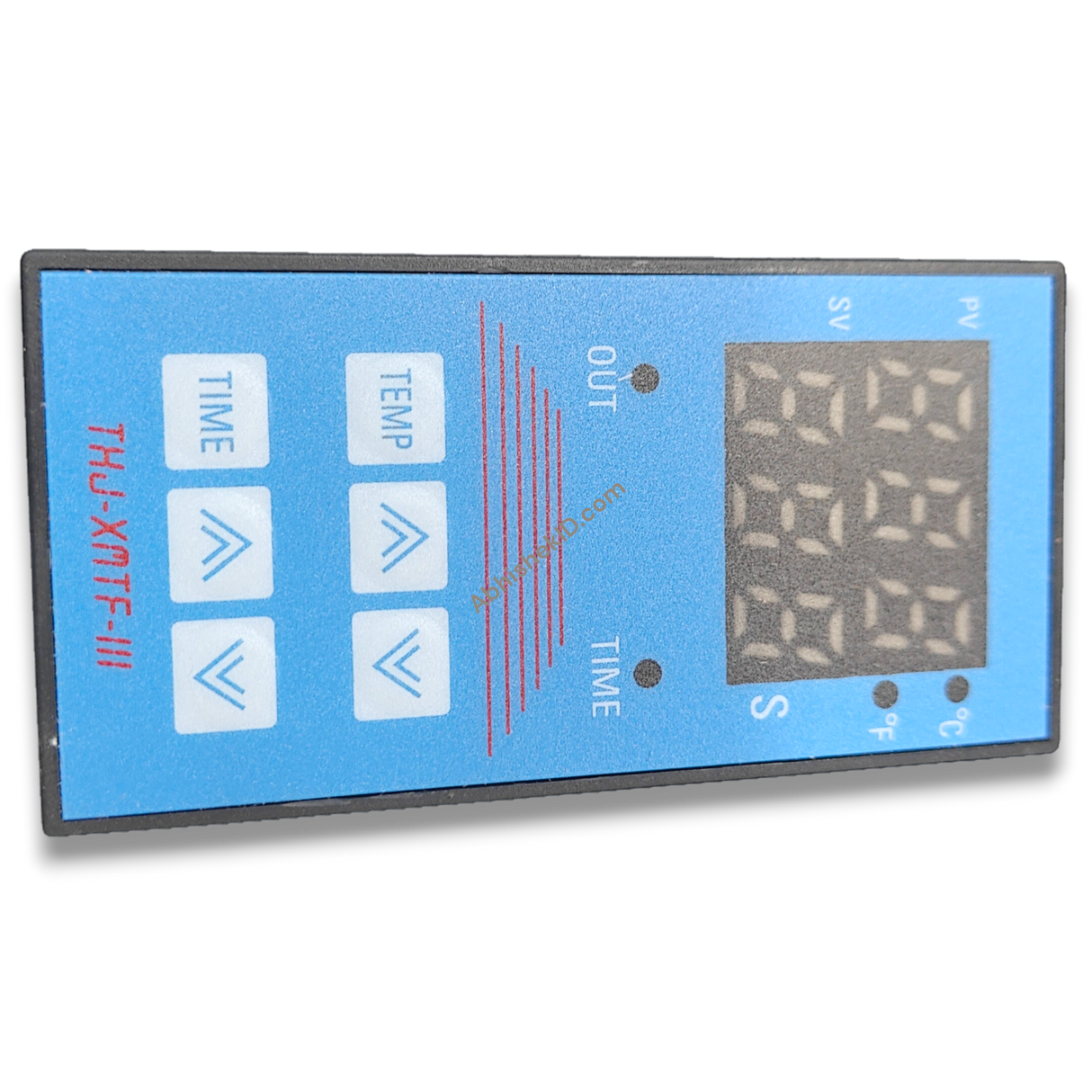 Blue plastic digital temperature controller for 15x15 & 16x24 heat press, with digital meter and buttons.