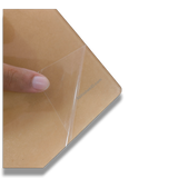 Peeling scratch-proof acrylic release paper before pasting laminated photo print