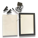 AbhishekID A4 LED Light Frame, black MDF, tabletop or wall hanging, with power adapter and hooks.
