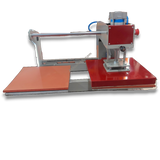 15x15 Automatic Double Bed Sublimation Heat Press, Dual Station Garment Press, red and grey metal for apparel printing