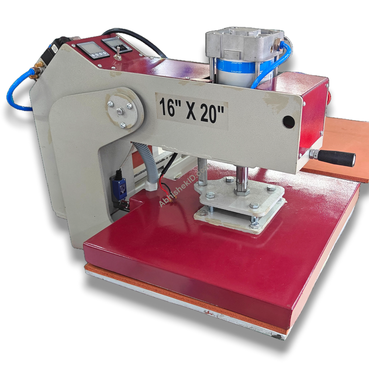16x20 Automatic Double Bed Sublimation Heat Press, red and gray metal, dual station garment press