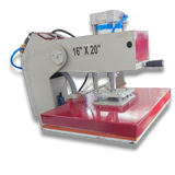 16x20 Automatic Double Bed Sublimation Heat Press, gray metal with red platen, for garment printing.