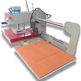 16x20 Automatic Double Bed Sublimation Heat Press, gray metal with red and orange platens, for garment printing