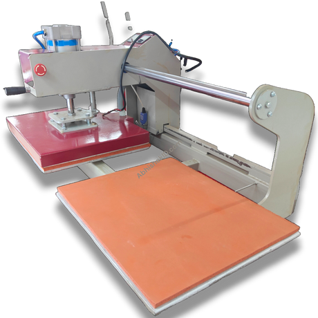 16x20 Automatic Double Bed Sublimation Heat Press, gray metal with red and orange platens, for garment printing