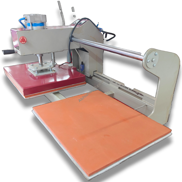 16x20 Automatic Double Bed Sublimation Heat Press, gray metal with red and orange platens, for garment printing