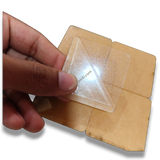49mm acrylic puzzle DIY tiles, 2mm clear adhesive sparkle gumming square round-corner puzzle pieces held by hand.