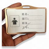 Golden Metal ID Card Holder - Premium Aluminium Badge Holder by Abhishek | 54x86mm Horizontal Design