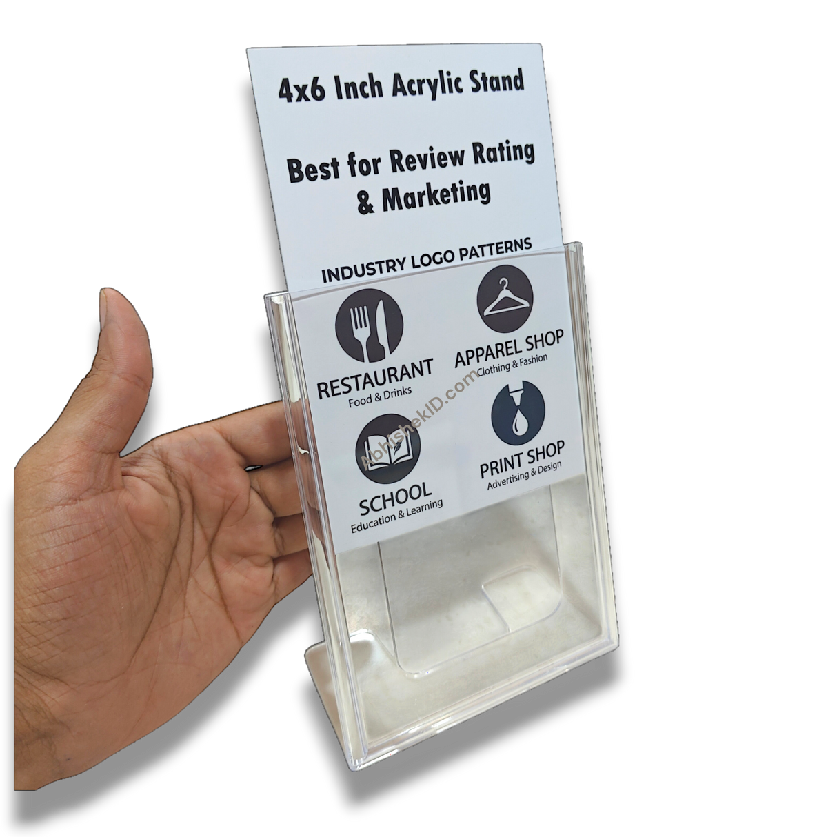 K-164 Acrylic Stand 6x4 inch clear acrylic front view