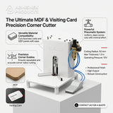 White Heavy Duty Pneumatic MDF & Visiting Card Corner Cutter Machine for rounding edges on MDF and paper business cards.