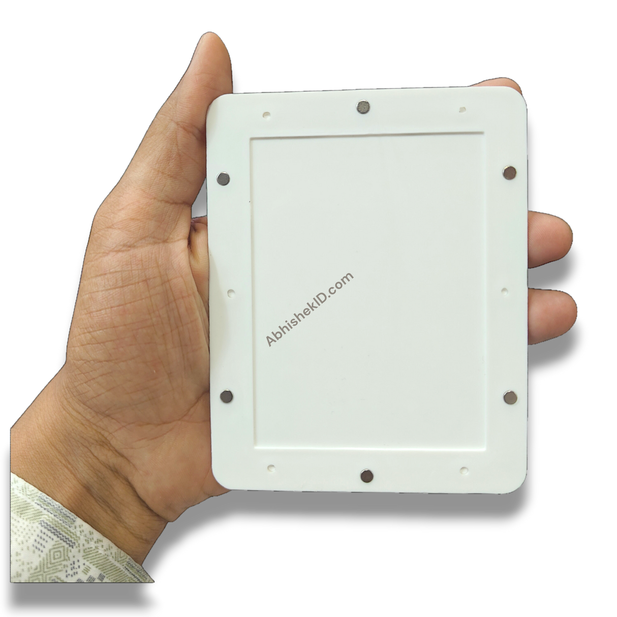 White magnetic tabletop frame, 3x4 inch. Perfect for displaying family memories. Home decor.