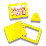 Yellow magnetic tabletop frame, 3x4 inch. Ideal for displaying memories on desks, shelves, or tables.