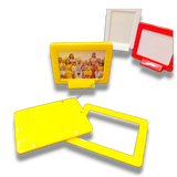 Yellow magnetic tabletop frame, 3x4 inch. Ideal for displaying memories on desks, shelves, or tables.